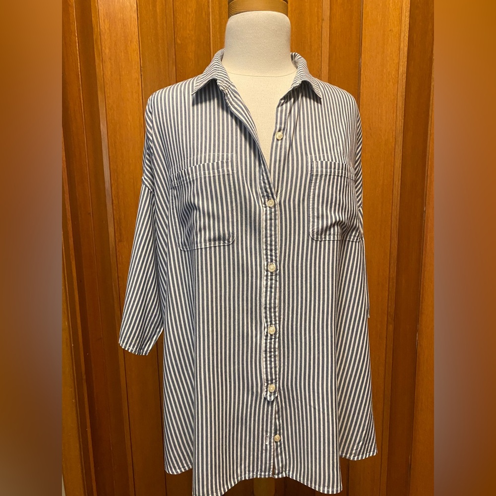 Jachs Blue and White Striped Professional Blouse